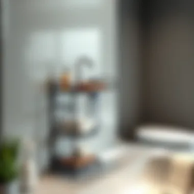 Modern Tiered Metal Sink Rack Modern metal bathroom sink rack with multiple tiers