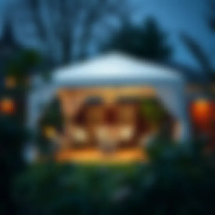 Compact gazebo tent set up in a backyard setting for personal use