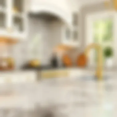 Gold Pull Handles in Classic Design Stylish gold pull handles complementing classic kitchen decor