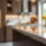 Modern Gold Pull Handles Elegant gold pull handles on modern kitchen cabinetry