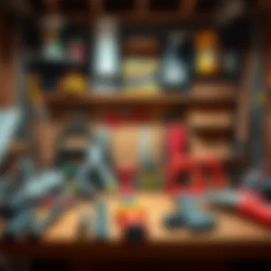 A well-organized installation area highlighting tools and materials for cabinet setup.