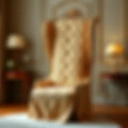 Elegant high back chair adorned with a luxurious cover