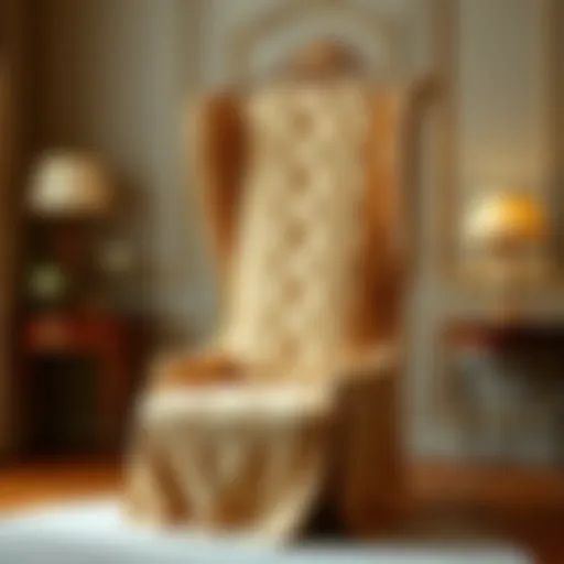 Elegant high back chair adorned with a luxurious cover