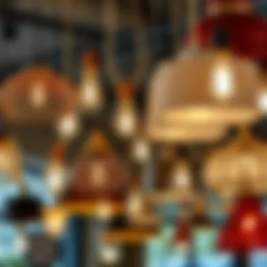 Variety of swag lamps showcasing different styles and materials