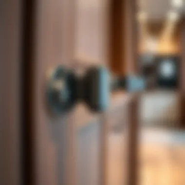 Close-up of a hydraulic hinge demonstrating its smooth operation