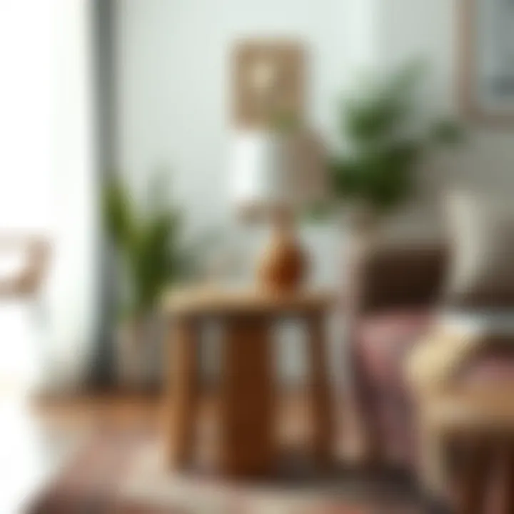 Rustic wooden side table complementing a traditional couch