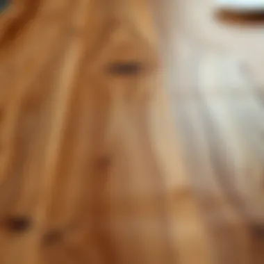 Close-up of natural wood grain on an extendable table