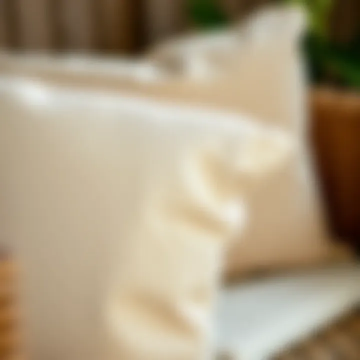 Luxurious Fabric Texture Close-up of luxurious fabric texture on a wicker chair cushion