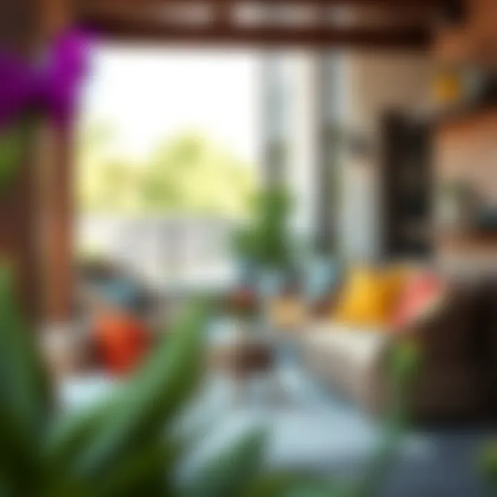 Stylish Wicker Chair Cushions In Lounge Area Vibrant outdoor lounge area featuring stylish wicker chair cushions