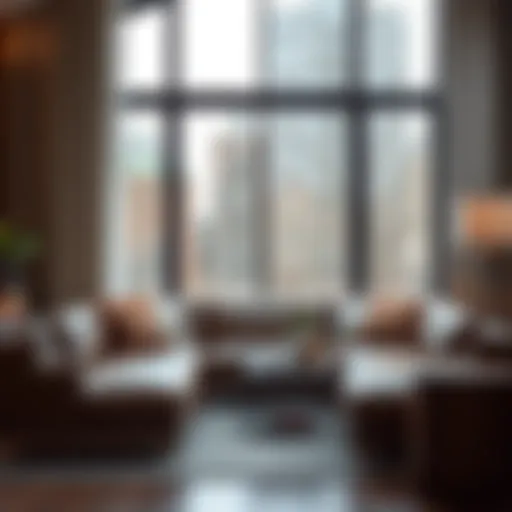 Elegant leather sofa in a modern living room