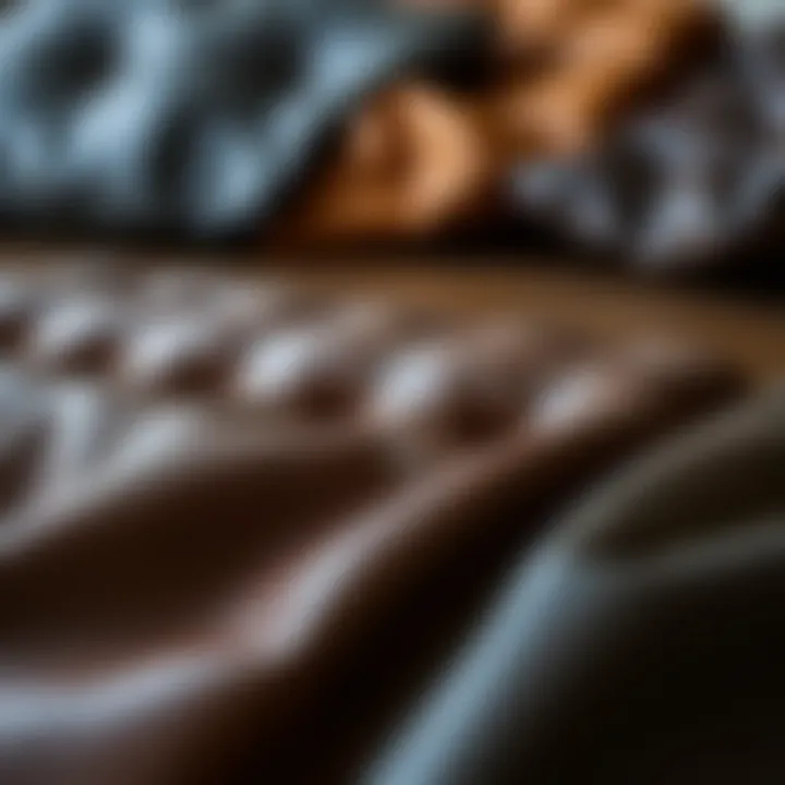 Different types of leather swatches for upholstery