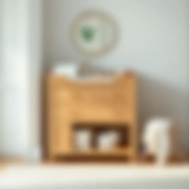 Stylish light wood changing table adorned with baby essentials