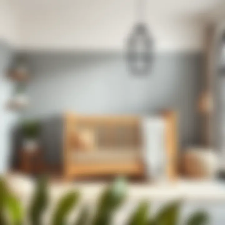 Elegant light wood crib in a nursery setting