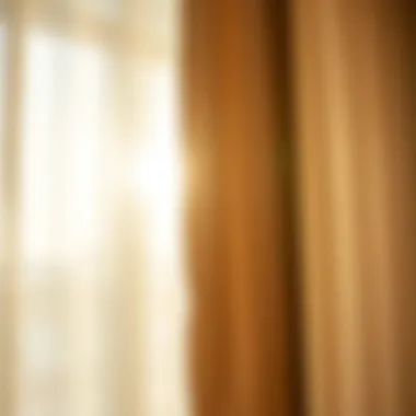 Luxurious Sheer Fabric Detail with Sunlight Close-up texture of luxurious sheer fabric with sunlight streaming in