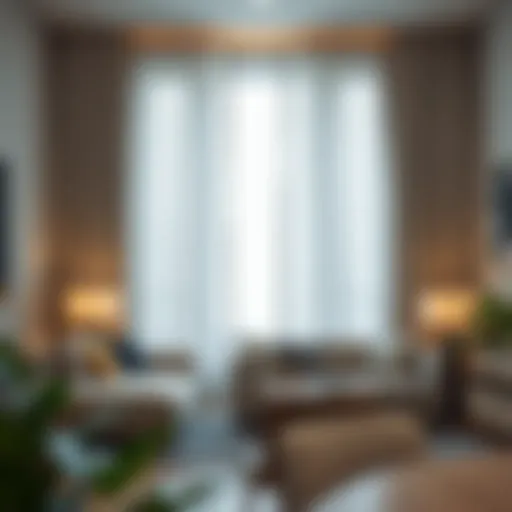 Elegant long sheer curtains draping a modern living room window