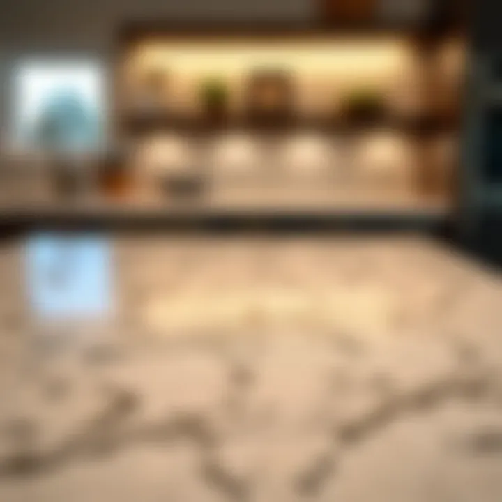 Unique quartz countertop showcasing intricate patterns