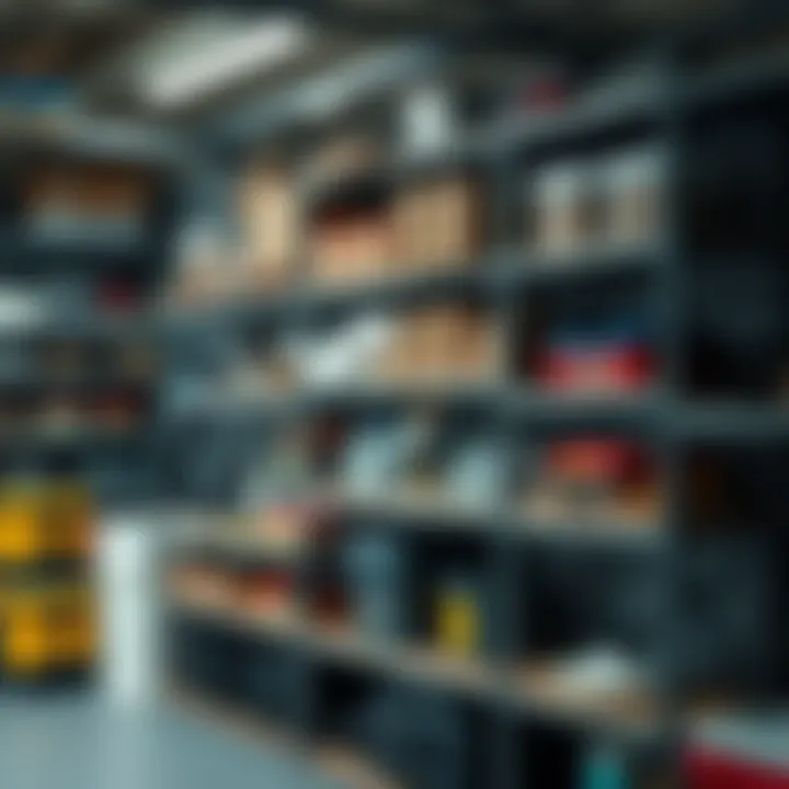 Organized metal shelving in a garage, demonstrating functionality