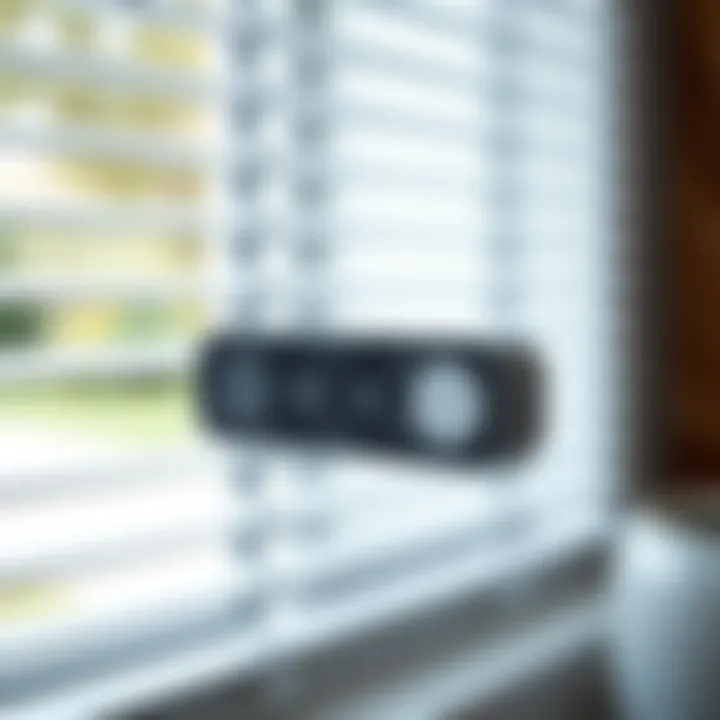 Close-up of a sleek motorized blind control panel