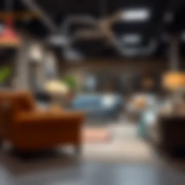 A collection of discounted furniture with price tags