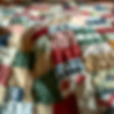 Close-up of the craftsmanship in a patchwork quilt