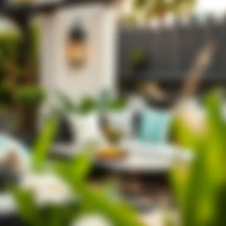 Coordinated Pillow Designs in Outdoor Space A beautifully designed patio setting featuring coordinated pillow sets