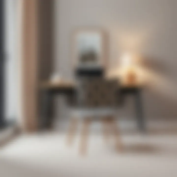 Stylish Desk Setup with Patterned Chair Stylish desk setup featuring a patterned chair