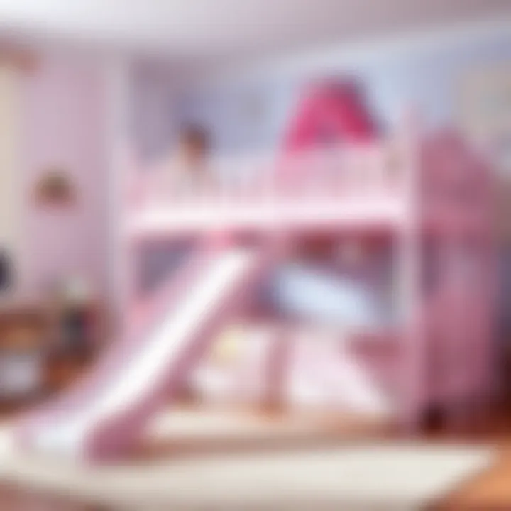 Children enjoying playtime on a princess bunk bed with a slide