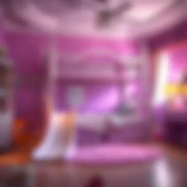 Elegant princess bunk bed with slide in a beautifully decorated children's room