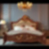 Elegant queen bed frame with intricate design