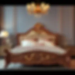 Elegant queen bed frame with intricate design