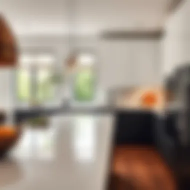 A Modern Kitchen with Formica Countertop Elegant Formica countertop showcasing a modern kitchen design