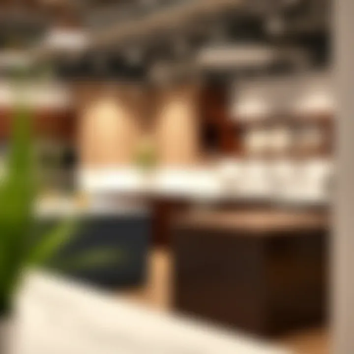 Diverse Styles of Formica Countertops Variety of Formica countertop styles displayed in a showroom