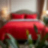 Elegant red duvet cover on a twin bed