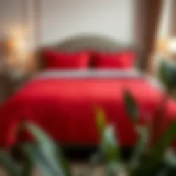 Elegant red duvet cover on a twin bed
