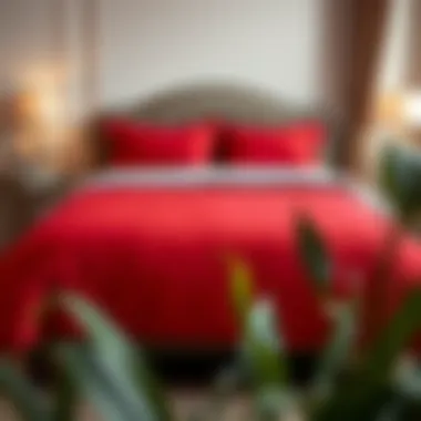 Elegant red duvet cover on a twin bed
