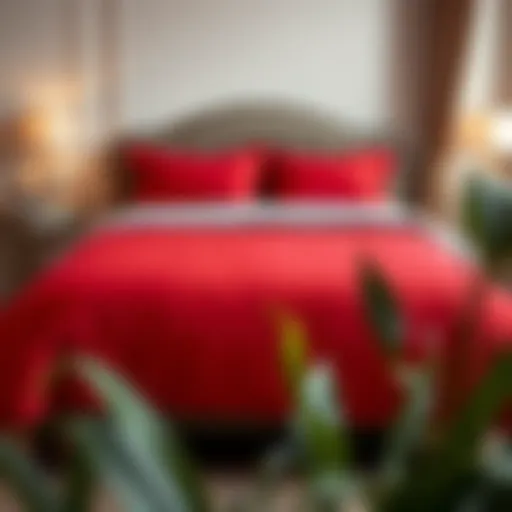 Elegant red duvet cover on a twin bed
