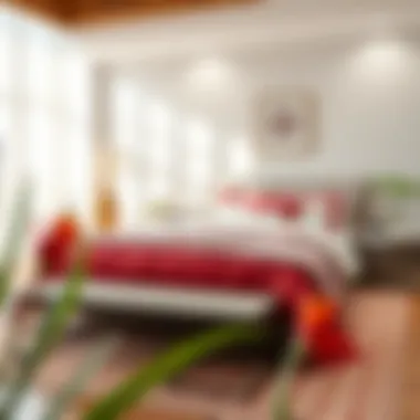 Stylish red duvet cover with complementary decor