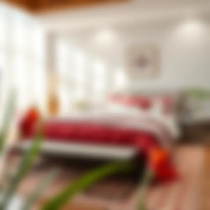 Stylish red duvet cover with complementary decor