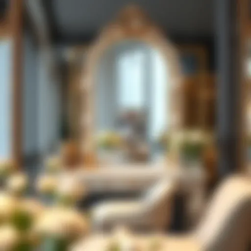 Elegant vanity mirror setup in a beauty retail space