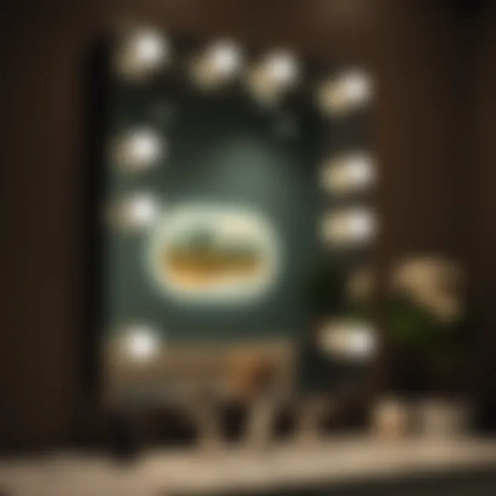Detailed view of vanity mirror showcasing lighting effects