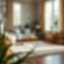 Cozy living room featuring a small wool area rug