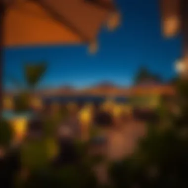 Nighttime Deck with Solar Umbrellas Nighttime view of a beautifully lit deck area with solar umbrellas