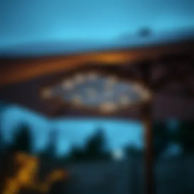 Solar Panel in Deck Umbrella Close-up of solar panel integrated into a modern deck umbrella