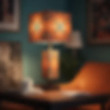 Vibrant Patterns: Adding Character with Square Shades Colorful patterned square lamp shade illuminating a cozy corner