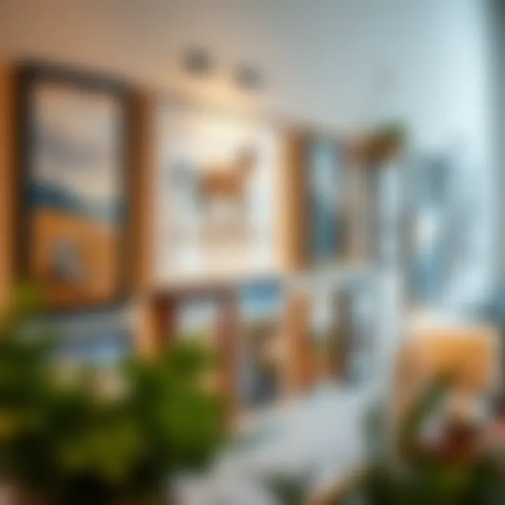 Art Display Using Picture Hooks Aesthetic arrangement of framed art using picture hooks