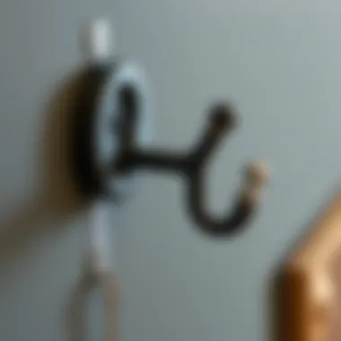 Installation Technique of Picture Hooks Close-up of a picture hook installed on a wall