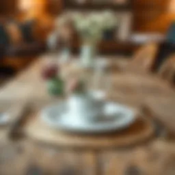 Elegant string woven placemat on a rustic dining table