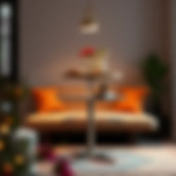 A cozy indoor space featuring an acrylic bistro table styled with decor