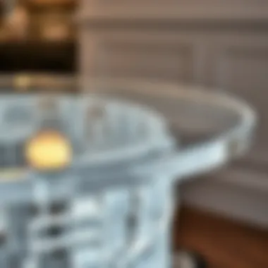 A close-up of an acrylic bistro table highlighting its texture and clarity