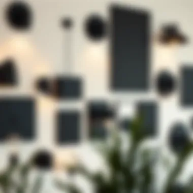 Diverse Designs in Black Lighting A gallery wall featuring various black sconces in different designs